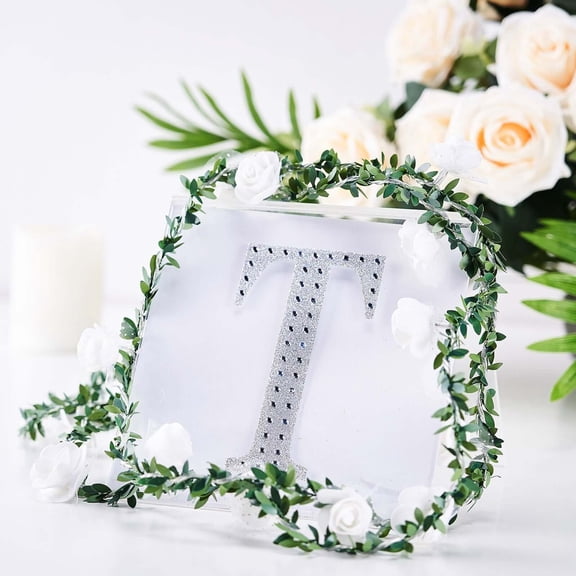 Efavormart 6" Letter T Silver Self-Adhesive Rhinestone Number Stickers for DIY Crafts, Handicraft Art, Graduation Cap Decorations Birthday Party, Wedding Alpha-Numeric stickers