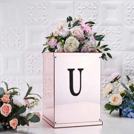 Efavormart 6" Letter U Black Self-Adhesive Rhinestone Number Stickers for DIY Crafts, Handicraft Art, Graduation Cap Decorations Birthday Party, Wedding Alpha-Numeric stickers