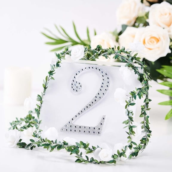 Efavormart 6" Number 2 Silver Self-Adhesive Rhinestone Number Stickers for DIY Crafts, Handicraft Art, Graduation Cap Decorations Birthday Party, Wedding Alpha-Numeric stickers