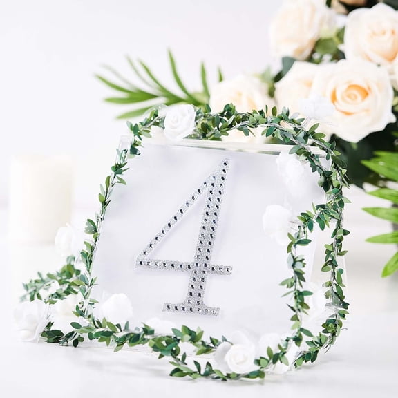 Efavormart 6" Number 4 Silver Self-Adhesive Rhinestone Number Stickers for DIY Crafts, Handicraft Art, Graduation Cap Decorations Birthday Party, Wedding Alpha-Numeric stickers