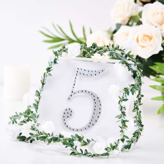 Efavormart 6" Number 5 Silver Self-Adhesive Rhinestone Number Stickers for DIY Crafts, Handicraft Art, Graduation Cap Decorations Birthday Party, Wedding Alpha-Numeric stickers