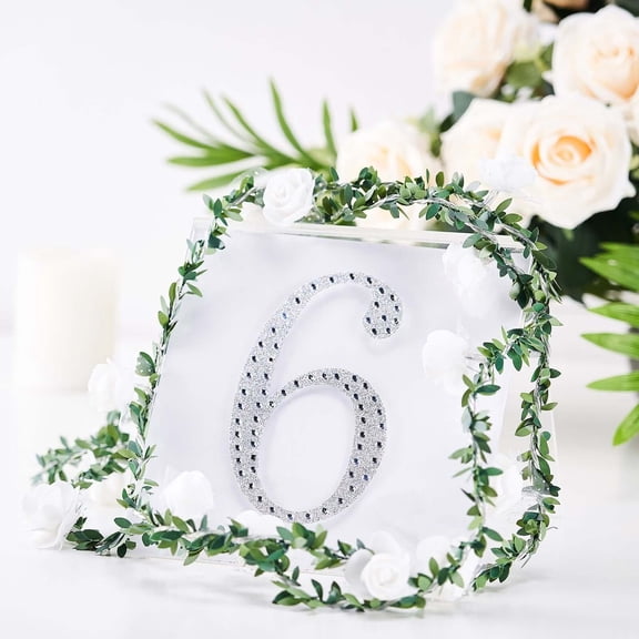 Efavormart 6" Number 6 Silver Self-Adhesive Rhinestone Number Stickers for DIY Crafts, Handicraft Art, Graduation Cap Decorations Birthday Party, Wedding Alpha-Numeric stickers