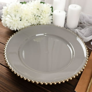 Grey plate chargers best sale