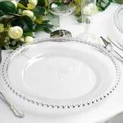 Efavormart 6 Pack 12 Silver Clear Acrylic Round Charger Plates With Beaded Rim Dinner Charger Plates
