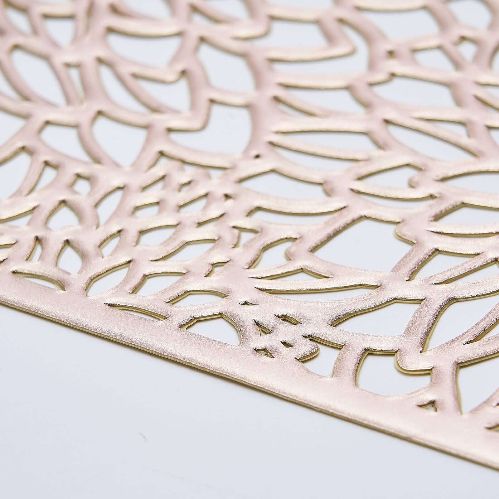 Gold Floral Design Heat Resistant Vinyl Placemats, 17.75" x 12"