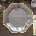 thumbnail image 1 of Efavormart 6 Pack | 13" Clear / Gold Baroque Scalloped Acrylic Plastic Charger Plates, Hexagon Charger Plates, 1 of 11