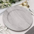 thumbnail image 1 of Efavormart 6 Pack | 13" Gray Boho Chic Faux Wood Plastic Charger Plates, Round Rustic Wedding Party Service Plates, 1 of 11