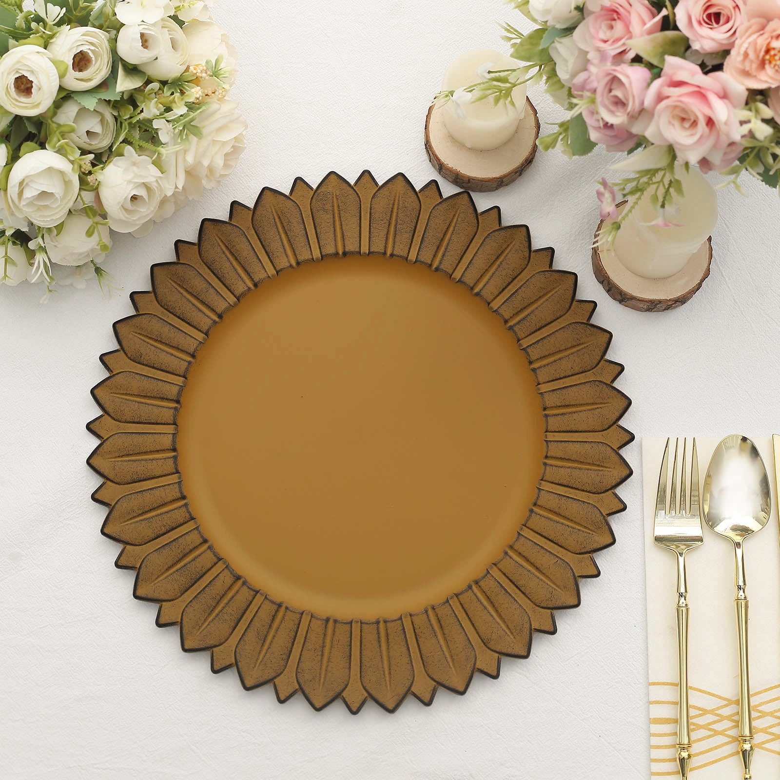 Efavormart 6 Pack | 13" Matte Mustard Yellow Sunflower Plastic Dinner ...