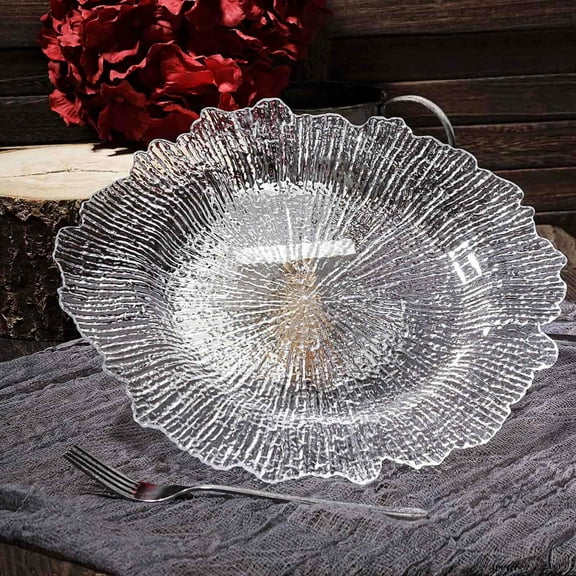 Efavormart 6 Pack 13" Round Clear Acrylic Reef Charger Plates Ruffled Rim Dinner Charger Plates For Weddings Events