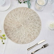 Efavormart 6 Pack 15" Gold Round Vinyl Placemats - Non Slip Dining Table Placemats with Spiked Design for Wedding, Party, Home, Hotel,Table Decoration