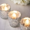 thumbnail image 1 of Efavormart 6 Pack | 3" Silver Mercury Glass Candle Holders, Votive Tealight Holders - Assorted Geometric Designs, 1 of 5