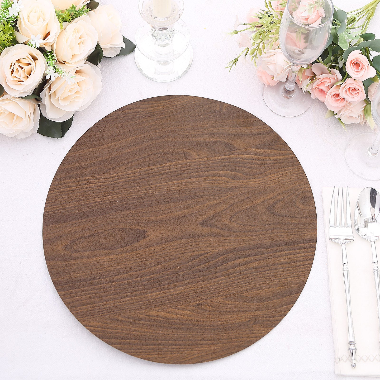 Efavormart 6 Pack Brown 13" Paper Placemats With Walnut Wood Design