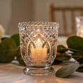 thumbnail image 1 of Efavormart 6 Pack Clear Glass Candle Holders 3" – Vintage Textured Decorative Candle Cups for Wedding Table Centerpieces & Gift Décor, 1 of 4