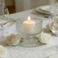 thumbnail image 1 of Efavormart 6 Pack Clear Ribbed Glass Candle Holders 3" – Vintage Coupe Pedestal Candle Cups for Floating & LED Candles, Table Centerpieces, 1 of 5