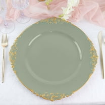 Efavormart 6 Pack Dusty Sage 13" Round Baroque Charger Plates Leaf Embossed Rim for Tabletop Decor Catering Event Decoration