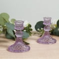 thumbnail image 1 of Efavormart 6 Pack Glass Taper Candlestick Holders with Diamond Pattern, Reversible Crystal Pillar Votive Candle Stands, Lavender Lilac - 4", 1 of 11