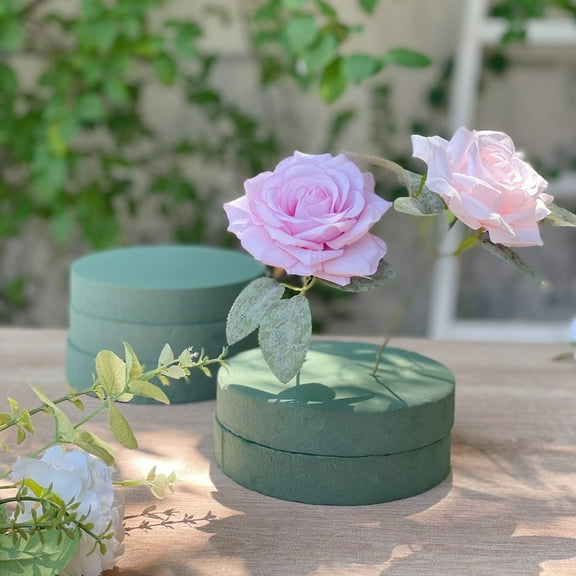 Efavormart 6 Pack Green Large Round Floral Foam Blocks for Fresh Flowers, Wet Styrofoam Bricks Artificial Flower Arrangement Craft Supplies - 6"