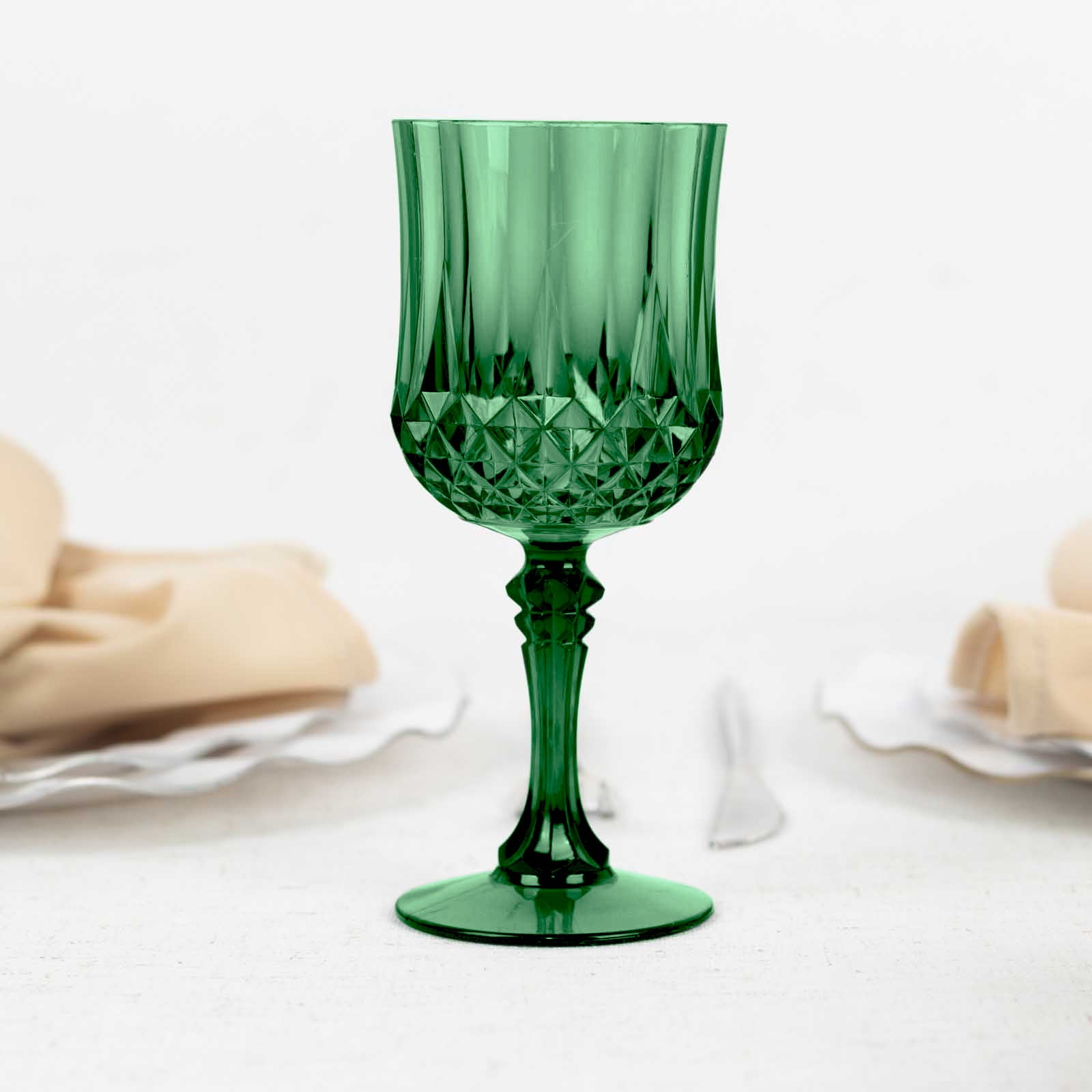 Efavormart 6-Pack Plastic Wine Glasses 8oz, Hunter Green - Crystal Cut ...