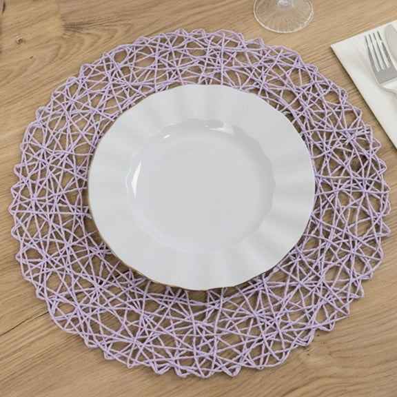 Efavormart 6 Pack Lavender Lilac Woven Fiber Disposable Placemats, Round Table Mats 15"