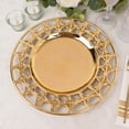 thumbnail image 1 of Efavormart 6 Pack Metallic Gold Acrylic Plastic Serving Plates With Hollow Semi Circle Rim, 13" Round Decorative Charger Plates, 1 of 10
