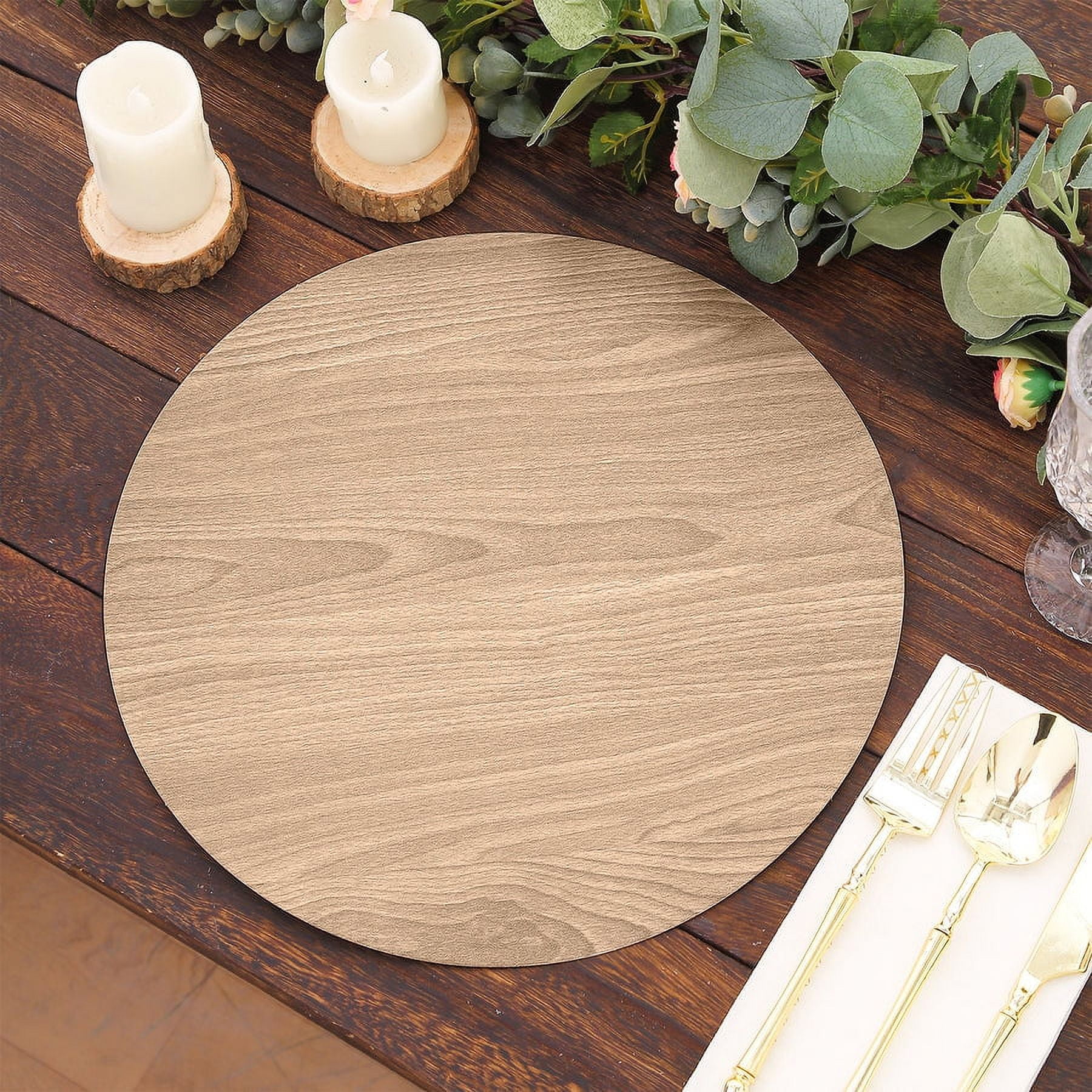 Efavormart 6 Pack Natural 13" Paper Placemats With Walnut Wood Design