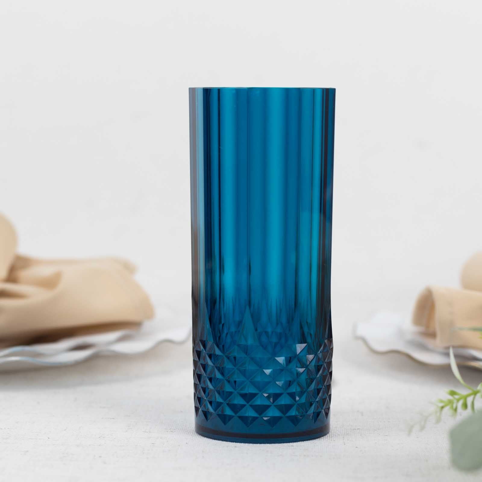 Threshold Blue Plastic Textured Tall Tumbler Drinking Glass Cup 4 Piece Set  18oz