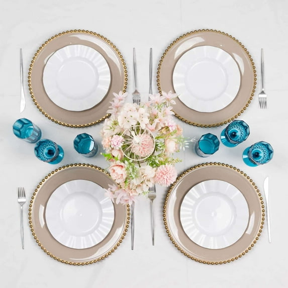 Efavormart 6 Pack Ocean Blue Crystal Cut Reusable Plastic Highball Drink Glasses, Shatterproof Tall Cocktail Tumbler Cups - 14oz