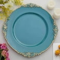 thumbnail image 1 of Efavormart 6 Pack Peacock Teal Gold 13" Round Baroque Charger Plates Leaf Embossed Rim for Tabletop Decor Catering Event Decoration, 1 of 11