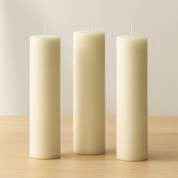 Efavormart 6-Pack Unscented Pillar Candles – Dripless 3"x12" Ivory Paraffin Wax with Smokeless Cotton Wicks, Clean & Long-Lasting 120-Hour Burn
