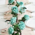 thumbnail image 1 of Efavormart 6 ft Aqua Silk Rose Garland with Bendable Wire Vines Artificial Flower Garlands with Leaves for Wedding Decoration, 1 of 11