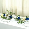 thumbnail image 1 of Efavormart 6 ft Royal Blue Silk Rose 5 Flowers Garland with Bendable Wire Vines Artificial Flower Garlands with Leaves for Weddings, 1 of 11