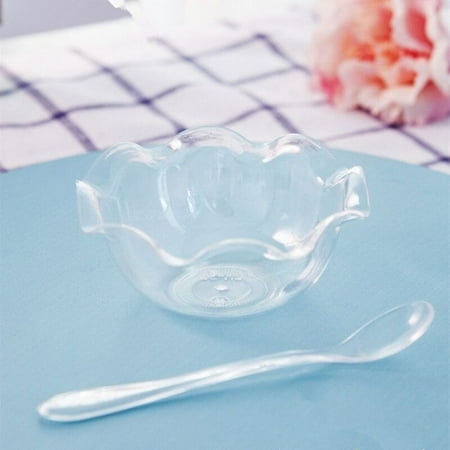Efavormart 60 Pack 3oz Clear Round Blossom Plastic Dessert Bowls Disposable Appetizer Bowl