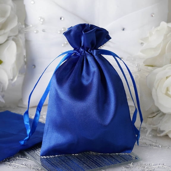 Efavormart 60 Pack | 4" Royal Blue Satin Drawstring Wedding Party Favor Gift Bags