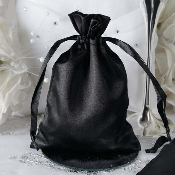 Efavormart 60 Pack | 5" Black Satin Drawstring Pouch Wedding Party Favor Gift Bag