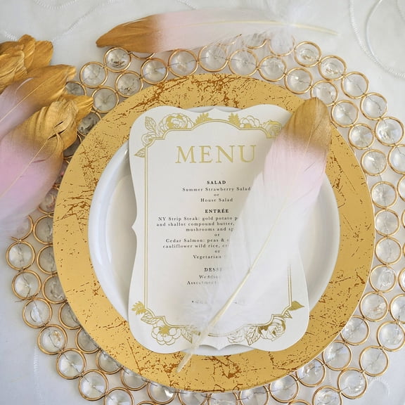 Efavormart 60 Pack Glitter Gold Tip Dual Tone Real Goose Feathers For Craft Party Decoration White/Blush