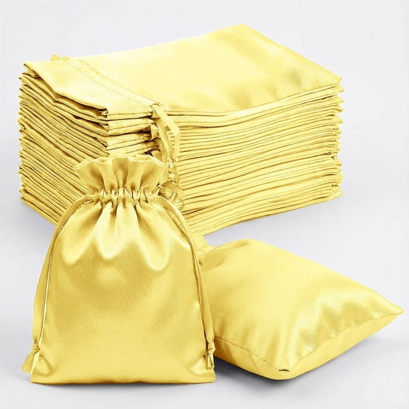 Efavormart 60 Pack Gold Satin Drawstring Wedding Party Favor Gift Bags 5"x7"