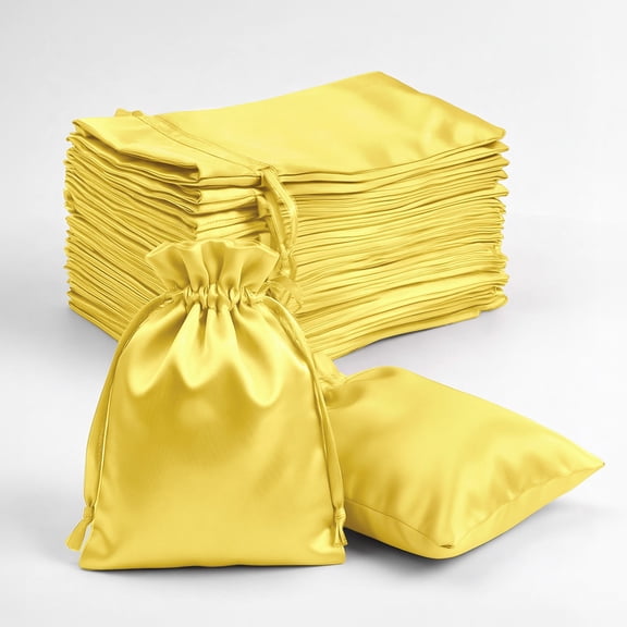Efavormart 60 Pack Satin Drawstring Favor Bags, Gold 3"x4" Jewelry & Candy Gift Bags for Weddings & Parties