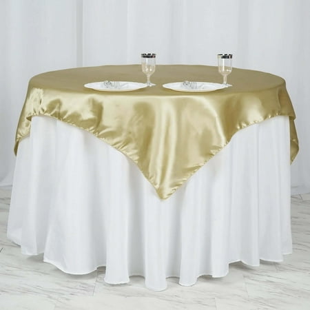 Efavormart 60" SATIN Square Tablecloth Overlay For Wedding Catering Party Table Decorations CHAMPAGNE Square Tablecloth Cover