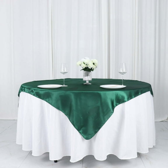 Efavormart 60" SATIN Square Tablecloth Overlay For Wedding Catering Party Table Decorations Hunter Emerald Green Square Tablecloth Cover