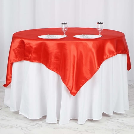 Efavormart 60" SATIN Square Tablecloth Overlay For Wedding Catering Party Table Decorations RED Square Tablecloth Cover