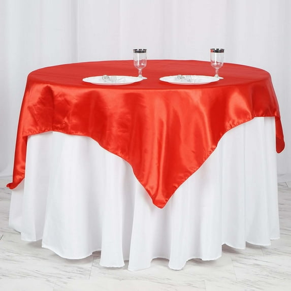Efavormart 60" SATIN Square Tablecloth Overlay For Wedding Catering Party Table Decorations RED Square Tablecloth Cover