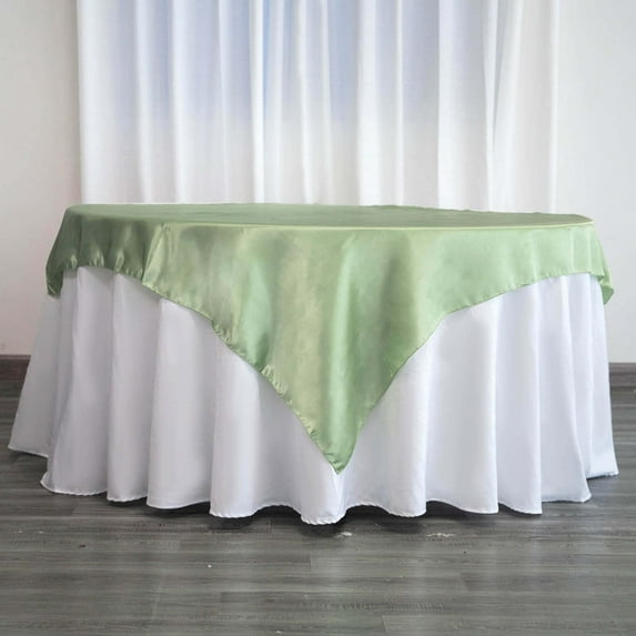Efavormart 60" SATIN Square Tablecloth Overlay For Wedding Catering Party Table Decorations SAGE GREEN Square Tablecloth Cover