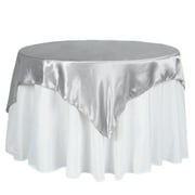 Efavormart 60" SATIN Square Tablecloth Overlay For Wedding Catering Party Table Decorations SILVER Square Tablecloth Cover