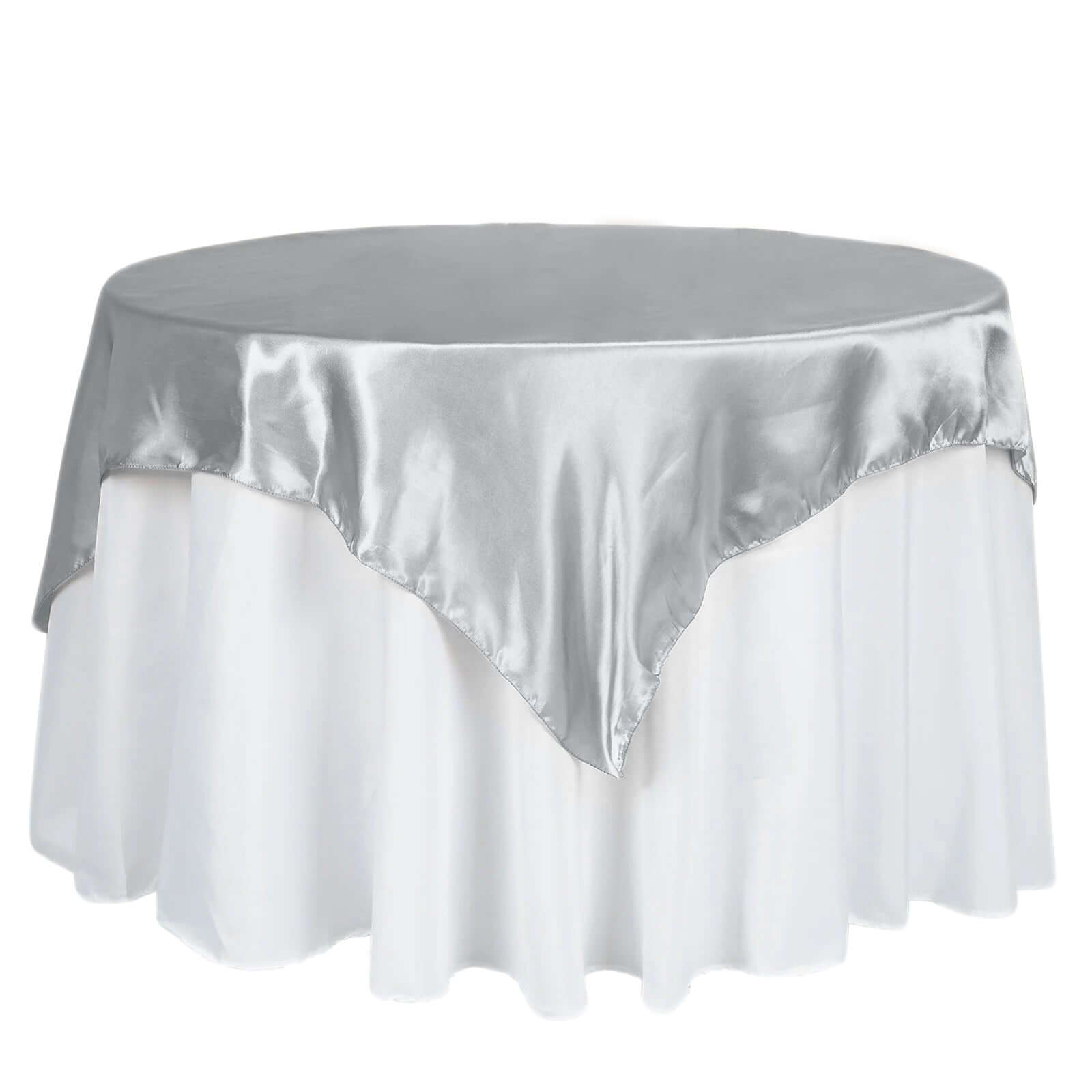 Efavormart 60" SATIN Square Tablecloth Overlay For Wedding Catering Party Table Decorations NAVY ...