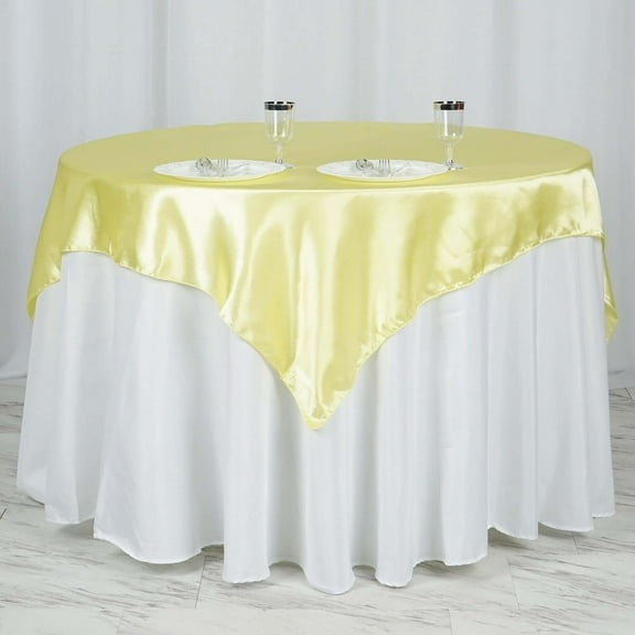 Efavormart 60" SATIN Square Tablecloth Overlay For Wedding Catering Party Table Decorations YELLOW Square Tablecloth Cover