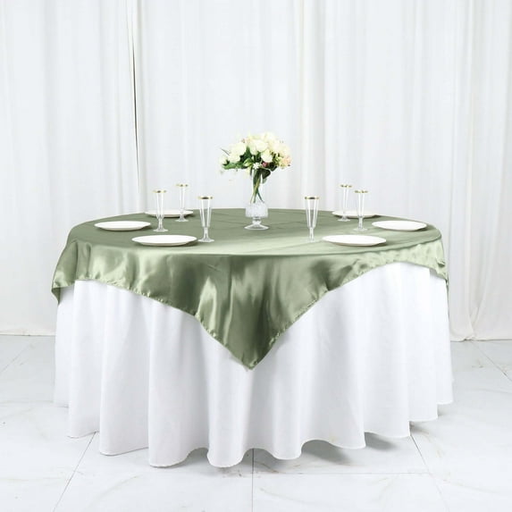 Efavormart 60" SATIN Square Tablecloth Overlay For Wedding Catering Party Table Top Decorations Eucalyptus Sage Green