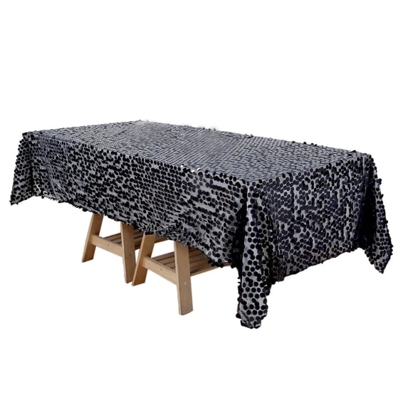 Efavormart 60"x102" Big Payette Black Sequin Rectangle Tablecloth