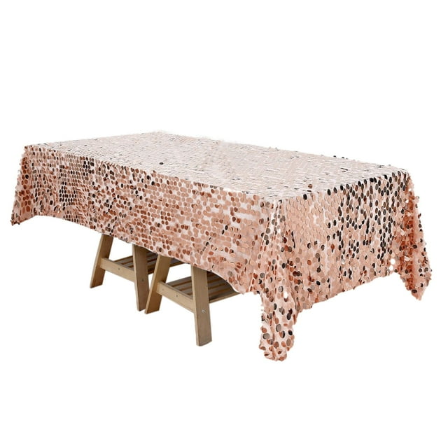 Efavormart 60"x102" Big Payette Sequin Rectangle Tablecloth - Rose Gold ...