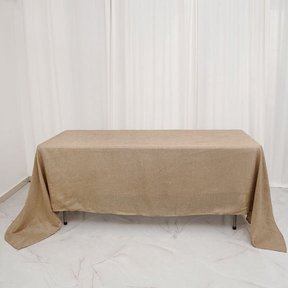 Efavormart 60"x102" Natural Jute Faux Burlap Round Tablecloth | Boho Chic Table Linen