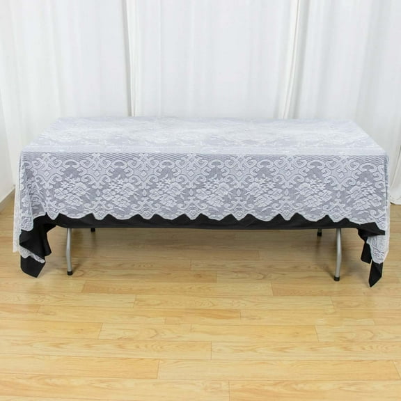 Efavormart 60"x108" Premium Lace White Rectangular Oblong Tablecloth For Banquet Party Wedding Event Home Decoration